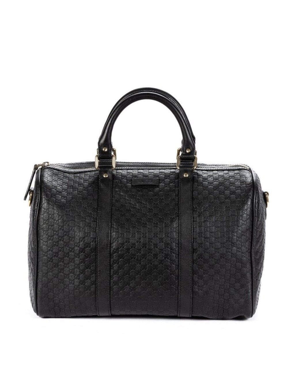 Gucci Medium Boston Black Micro Guccissima Leather Shoulder Bag